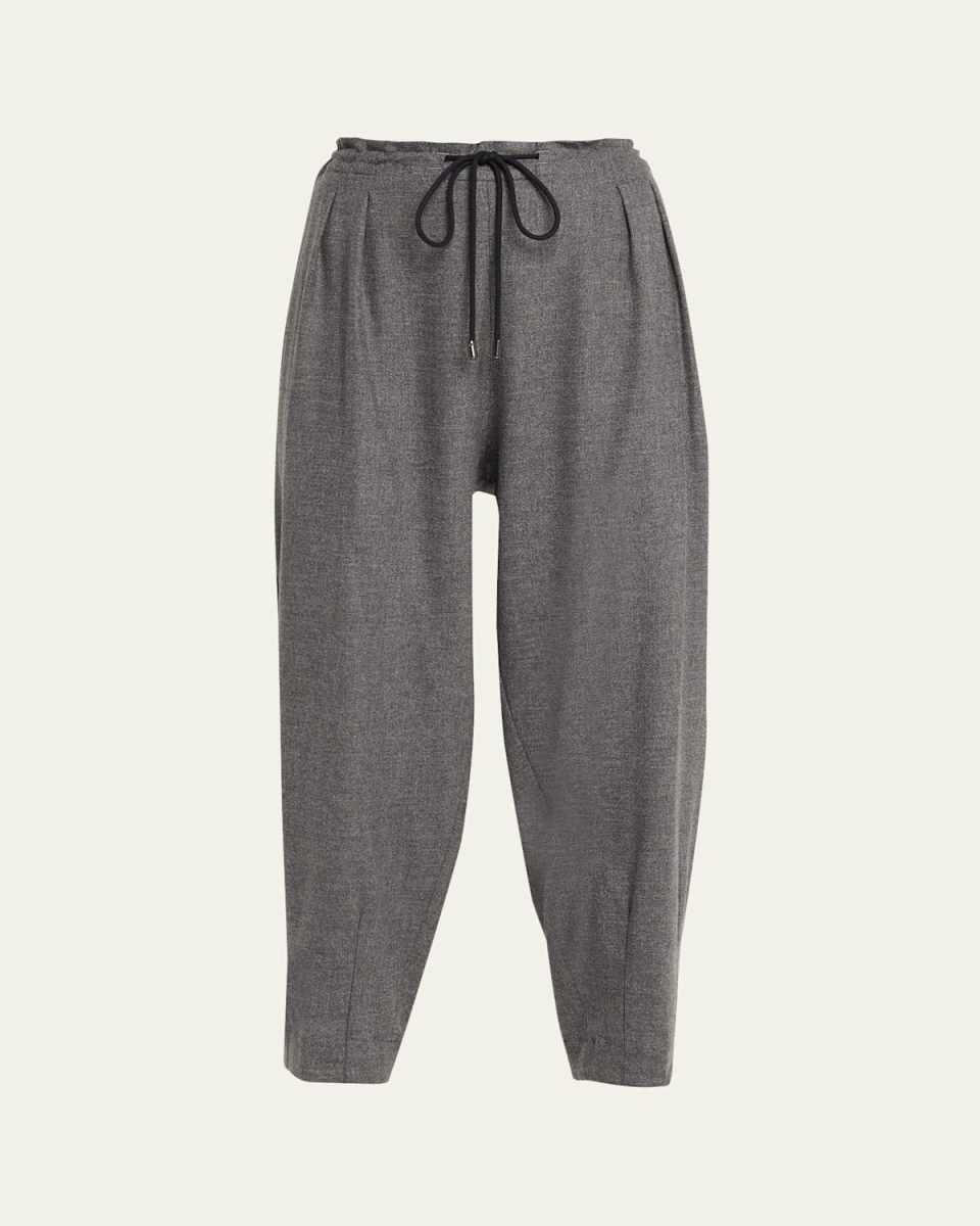 Barrel-Leg Drawstring Trousers